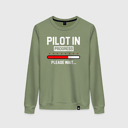 Свитшот хлопковый женский Pilot In Progress, цвет: авокадо