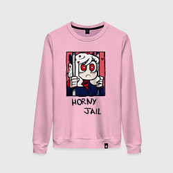 Свитшот хлопковый женский HELLTAKER HORNY JAIL, цвет: светло-розовый