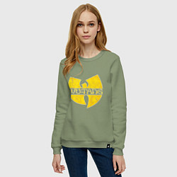 Свитшот хлопковый женский Wu tang logo, цвет: авокадо — фото 2