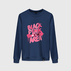 Свитшот хлопковый женский Блэкпинк новый, цвет: тёмно-синий