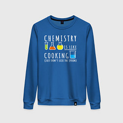 Свитшот хлопковый женский Химия похожа на кулинарию, цвет: синий