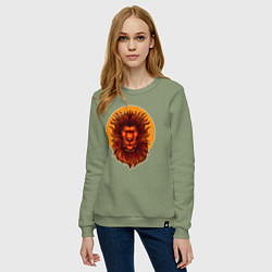 Свитшот хлопковый женский Солнечный лев, цвет: авокадо — фото 2