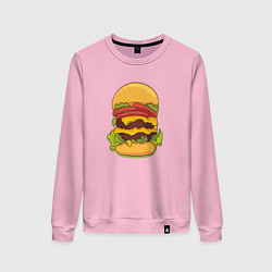 Свитшот хлопковый женский Самый вкусный гамбургер, цвет: светло-розовый