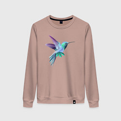 Свитшот хлопковый женский Красивая колибри, цвет: пыльно-розовый