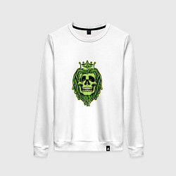 Свитшот хлопковый женский Green Skull, цвет: белый