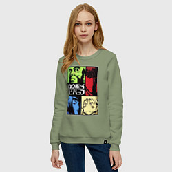 Свитшот хлопковый женский Space cowboys, цвет: авокадо — фото 2