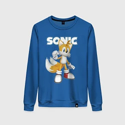 Свитшот хлопковый женский Майлз Тейлз Прауэр Sonic Видеоигра, цвет: синий