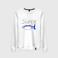 Свитшот хлопковый женский Super tuna jin, цвет: белый