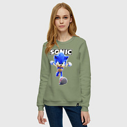 Свитшот хлопковый женский Sonic the Hedgehog 2, цвет: авокадо — фото 2
