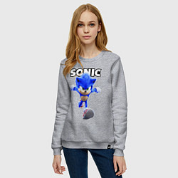 Свитшот хлопковый женский Sonic the Hedgehog 2022, цвет: меланж — фото 2