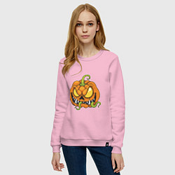 Свитшот хлопковый женский Тыквенный Хэллоуин, цвет: светло-розовый — фото 2