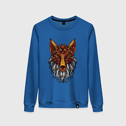 Свитшот хлопковый женский Лиса в стиле Мандала Mandala Fox, цвет: синий