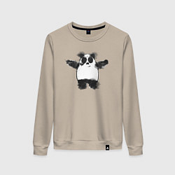 Свитшот хлопковый женский Акварельная панда, цвет: миндальный