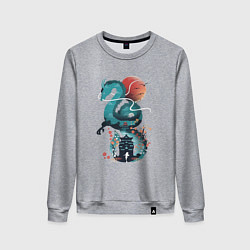 Свитшот хлопковый женский История Тихоро и Хаку, цвет: меланж