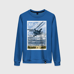 Свитшот хлопковый женский Вертолет КА-52, цвет: синий