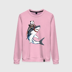 Свитшот хлопковый женский Опоссум верхом на акуле, цвет: светло-розовый