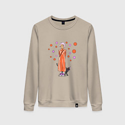 Женский свитшот GIRL WITH A CAT