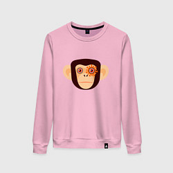 Свитшот хлопковый женский Злая кибер обезьяна, цвет: светло-розовый