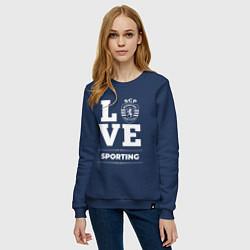 Свитшот хлопковый женский Sporting Love Classic, цвет: тёмно-синий — фото 2