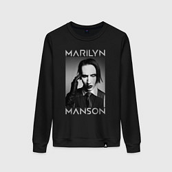Свитшот хлопковый женский Marilyn Manson фото, цвет: черный