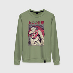 Свитшот хлопковый женский ПРИНЦЕССА МОНОНОКЕPRINCESS MONONOKE, цвет: авокадо