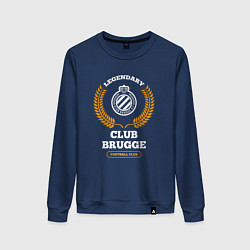 Свитшот хлопковый женский Лого Club Brugge и надпись Legendary Football Club, цвет: тёмно-синий