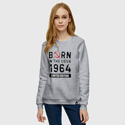 Свитшот хлопковый женский Born In The USSR 1964 Limited Edition, цвет: меланж — фото 2