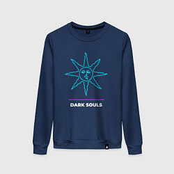 Свитшот хлопковый женский Символ Dark Souls в неоновых цветах, цвет: тёмно-синий