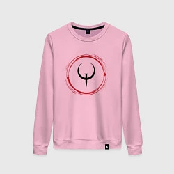 Свитшот хлопковый женский Символ Quake и красная краска вокруг, цвет: светло-розовый