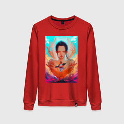 Свитшот хлопковый женский НИКО РОБИН Техника большой цветок ONE PIECE, цвет: красный