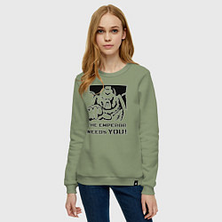 Свитшот хлопковый женский Император нуждается в тебе! трафарет, цвет: авокадо — фото 2