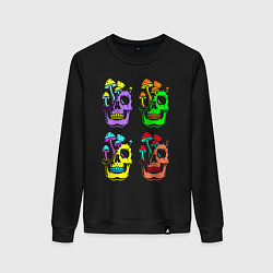 Свитшот хлопковый женский Skulls Pop art, цвет: черный