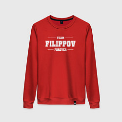 Свитшот хлопковый женский Team Filippov Forever фамилия на латинице, цвет: красный