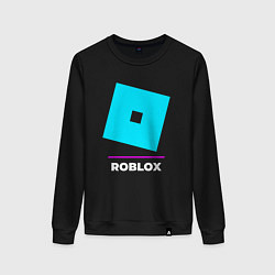 Свитшот хлопковый женский Символ Roblox в неоновых цветах, цвет: черный