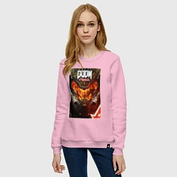 Свитшот хлопковый женский Doom eternal - poster, цвет: светло-розовый — фото 2