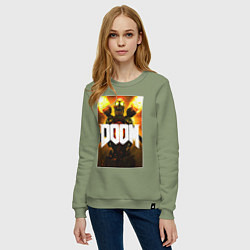 Свитшот хлопковый женский Doom - apex revenant, цвет: авокадо — фото 2