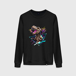 Свитшот хлопковый женский DINOSAUR IS FURIOUS, цвет: черный