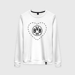 Свитшот хлопковый женский Лого Borussia в сердечке, цвет: белый