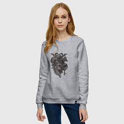 Свитшот хлопковый женский Самурай Ирезуми, цвет: меланж — фото 2