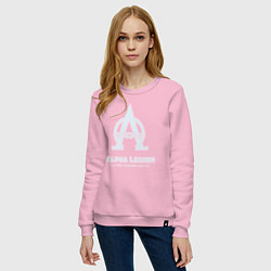 Свитшот хлопковый женский Альфа легион винтаж лого, цвет: светло-розовый — фото 2