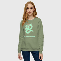 Свитшот хлопковый женский Альфа легион винтаж лого гидра, цвет: авокадо — фото 2