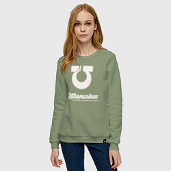 Свитшот хлопковый женский Ультрамарины винтаж лого, цвет: авокадо — фото 2