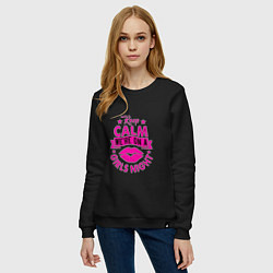 Свитшот хлопковый женский Keep calm were on a girls night, цвет: черный — фото 2