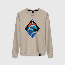 Свитшот хлопковый женский Шторм на закате, цвет: миндальный