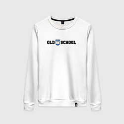 Свитшот хлопковый женский Old school, шеврон старой школы, цвет: белый