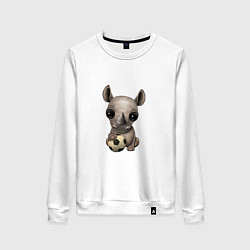 Свитшот хлопковый женский Футбол - Носорог, цвет: белый