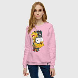 Свитшот хлопковый женский Cyber-Bart - Simpsons family, цвет: светло-розовый — фото 2