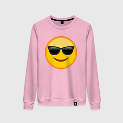 Свитшот хлопковый женский Эмодзи в Солнечных Очках, цвет: светло-розовый