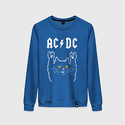 Свитшот хлопковый женский AC DC rock cat, цвет: синий
