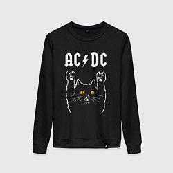 Свитшот хлопковый женский AC DC rock cat, цвет: черный